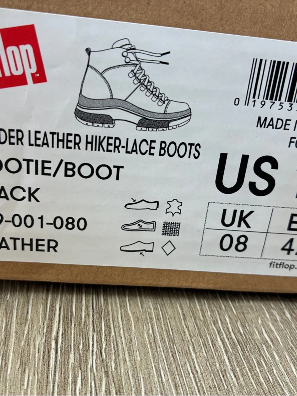 Fitflop hiker leather lace up black boots gorpcore heavy duty size 10 - Picture 9 of 10